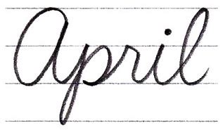 how to write april in cursive: